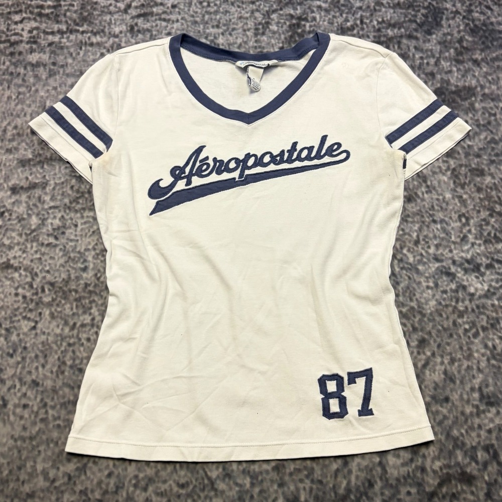 Vintage Y2K Aeropostale Shirt Womens Small White Preppy Surf Y2K